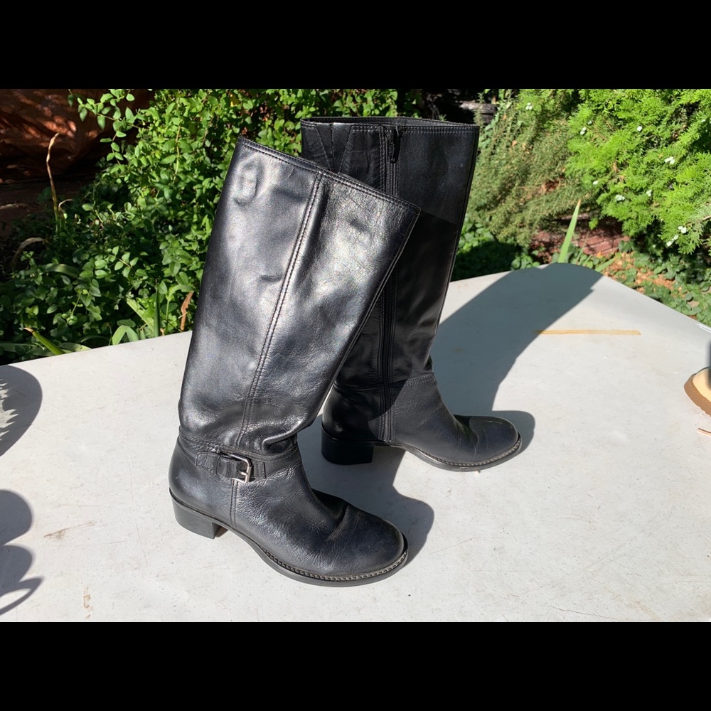 Leather zip up boots